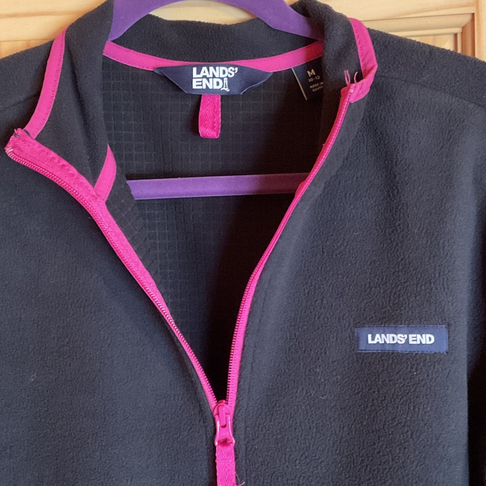 Lands' End Black Fleece with Pink Trim women’s